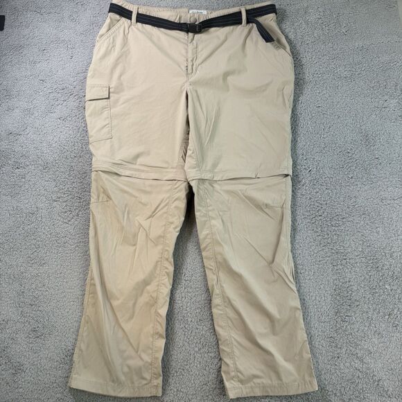 LL Bean Pants Men's XL Beige Convertible Zip Off Legs Nylon Hiking - Picture 1 of 10